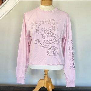 San-X Co Rilakkuma Long Sleeve Pink Cropped Shirt Size  Medium